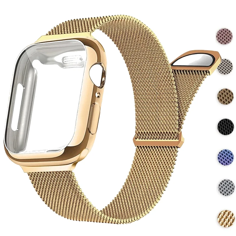 밀라노 케이스 + Apple Watch 밴드 용 스트랩 Ultra 49MM 41 40 44mm 38mm 46mm TPU 스크린 Iwatch 시리즈 10 9 8 7 6 SE 5 4 Correa 42mm