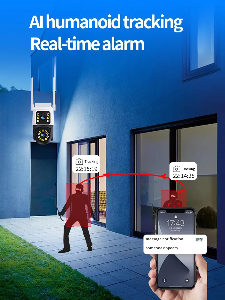 4MP 390Eyes APP Dual Lens  Full Color Wireless PTZ  Intercom IP Dome  Camera AI Humanoid Detection CCTV Baby Monitor TC193