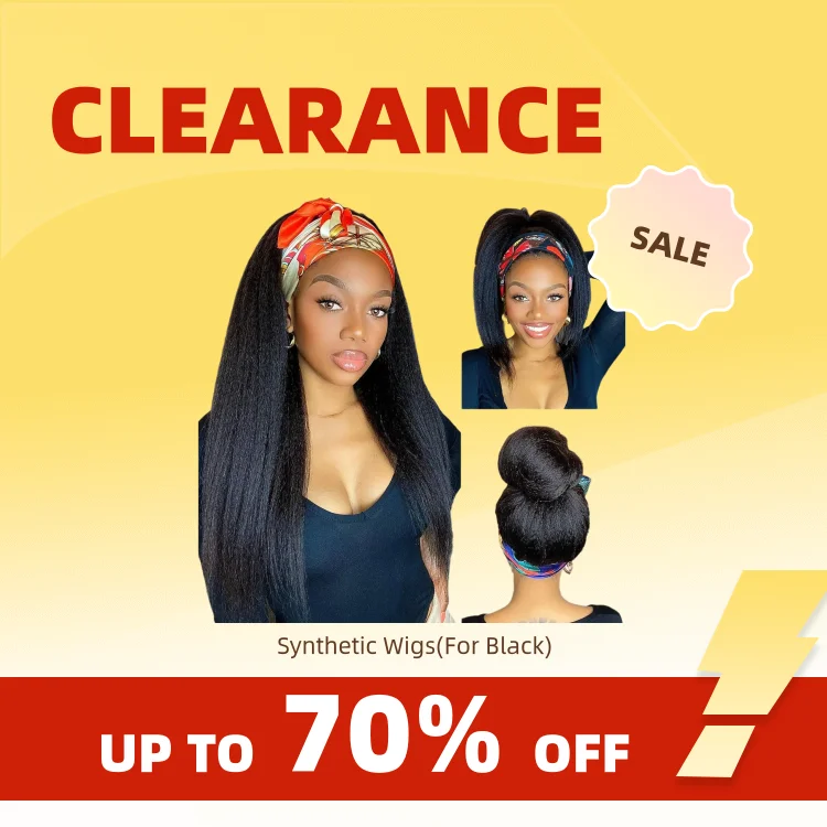 

Clearance_Kinky Straight Headband Synthetic Wig for Women Yaki Straight Wigs with Black Headband Hair Easy to Style No Lace Fron