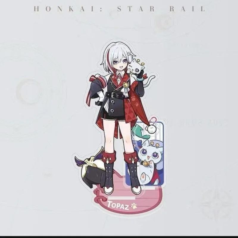 هونكاي: ستار السكك الحديدية لعبة الأطفال والقطط الاكريليك الشكل حامل نموذج فو شوان جينغليو هوهو أرجينتي زخارف مكتب الدائمة علامة هدية