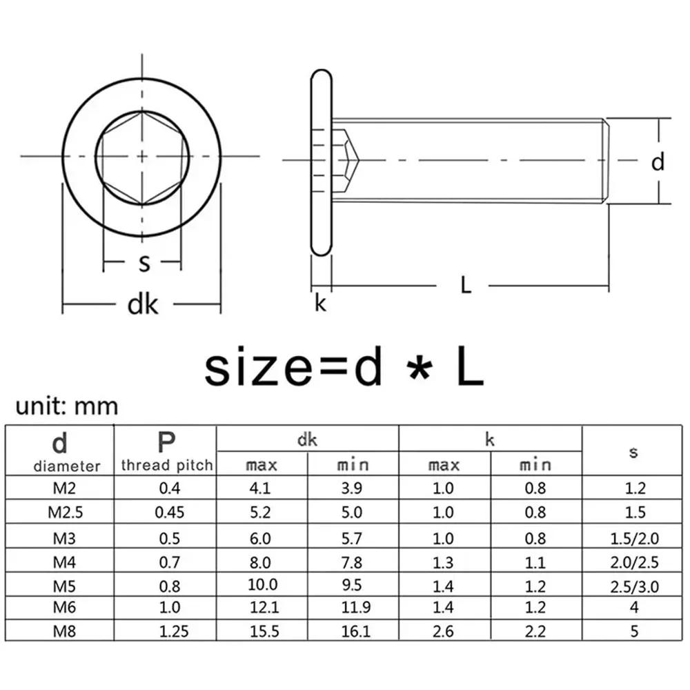5-50 قطعة M1.6 M2 M2.5 M3 M4 M5 M6 M8 304 الفولاذ المقاوم للصدأ سم رقيقة جدا شقة رئيس الانظار C-الرئيس مسدس المقبس مسامير