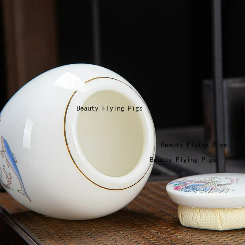 جرة صغيرة من السيراميك مناسبة لحاوية رماد الحيوانات والقطط والكلاب البشرية وصندوق تخزين جنازة الحيوانات التذكارية للقطط #5