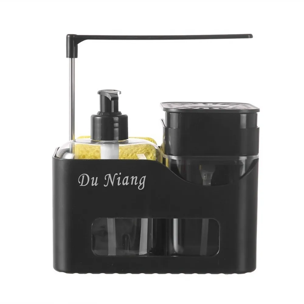 

Набор дозаторов мыла для рук и посуды 4-в-1, многоразовый пластиковый двойной дозатор мыла, держатель для тряпки с держателем губки