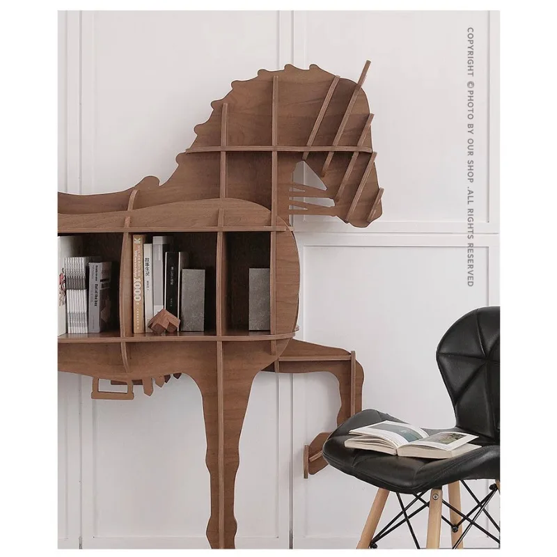 Ma Creative Bookshelf Household Solid Wood Shelf Sofa Side Cabinet Entrance Living Room Display Cabinet