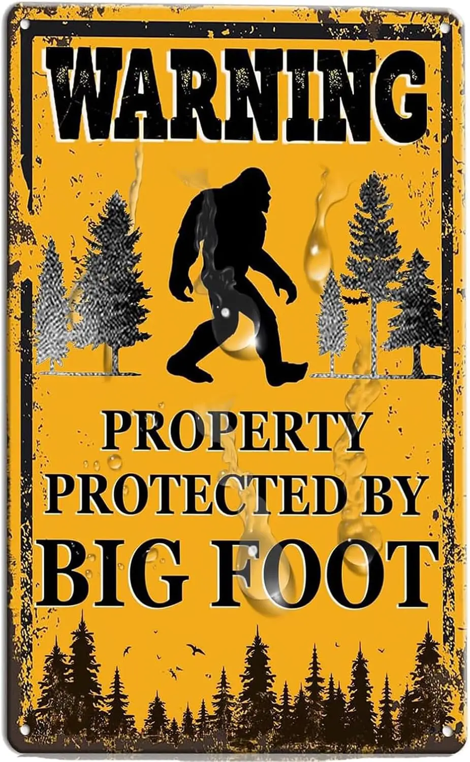 Bigfoot Sign Warning Property Protected by Bigfoot Metal Sign 8x12 in Vintage Home Camp Man Cave Yard Decor Outdoor for Big sign