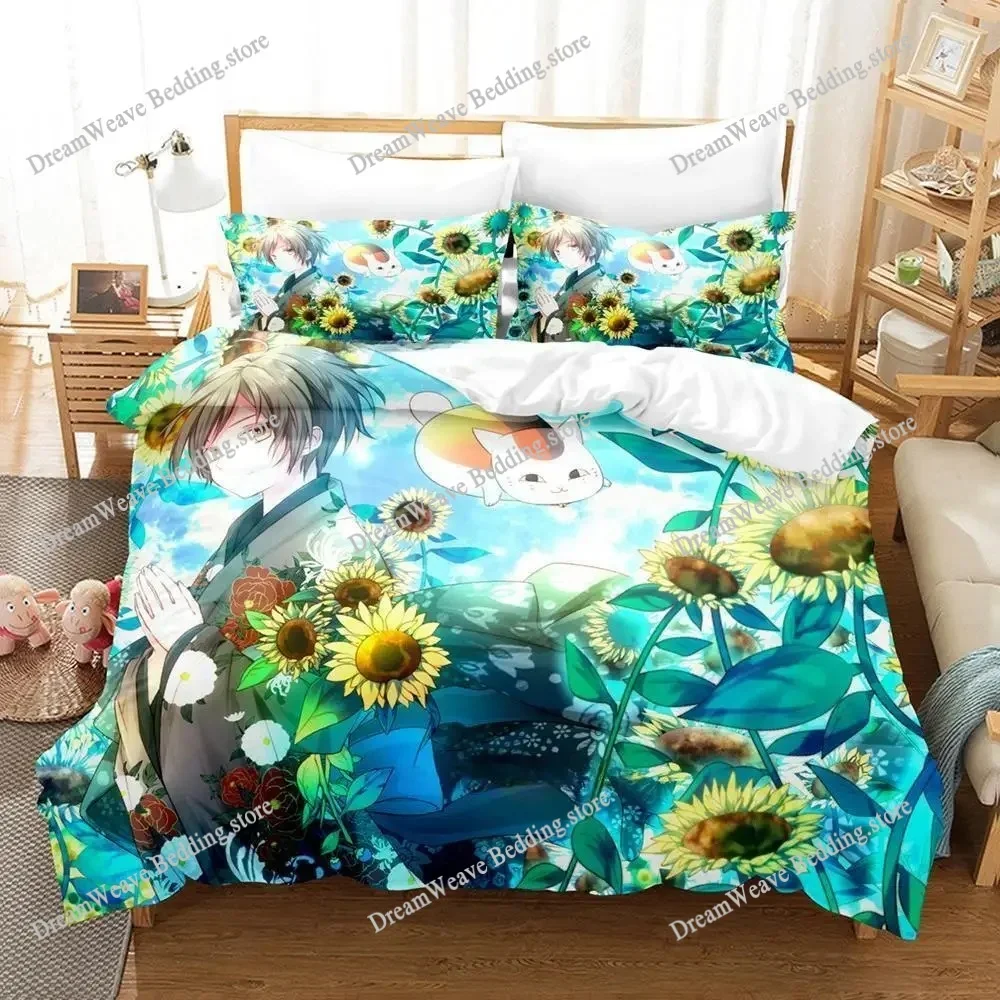 Anime Natsume Book of Friends Nyanko Bedding Set Boys Girls Twin Queen Size Duvet Cover Pillowcase Bed Boys Adult