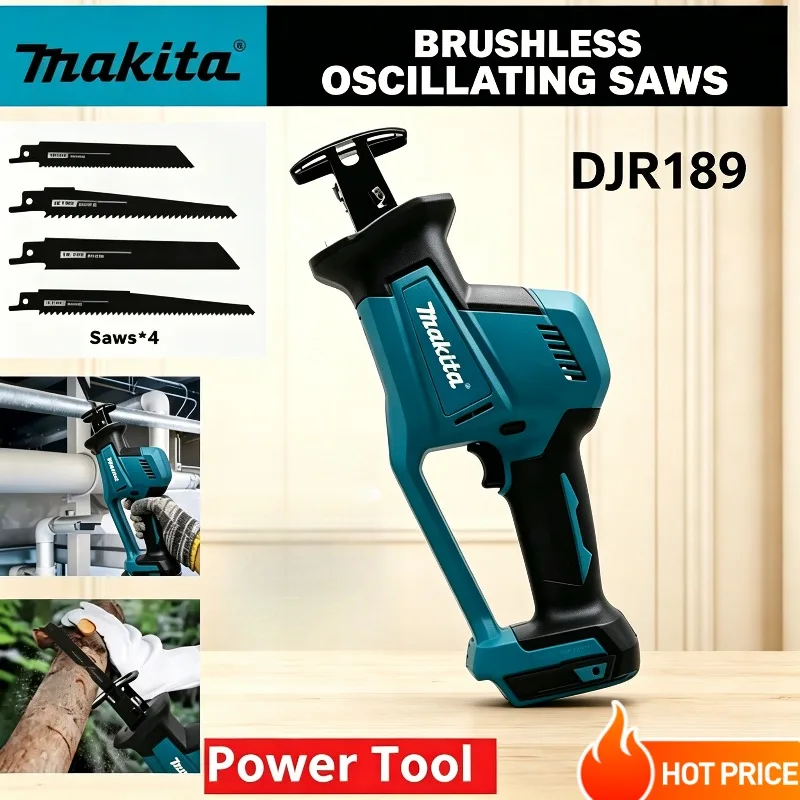 

Makita DJR189 Power Tool for Wood Metal Cutting Rechargeable Reciprocating Saw, 18V Brushless Cordless Electric Portable Saw