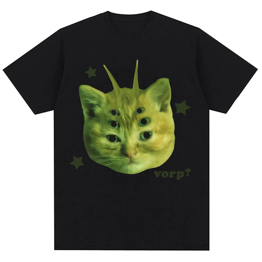 Funny Alien Cat Vorp Meme Graphic T-Shirt Women's Humor Joke Retro T-Shirt Casual Summer Cute T-Shirt Graphic T Shirts Fashion
