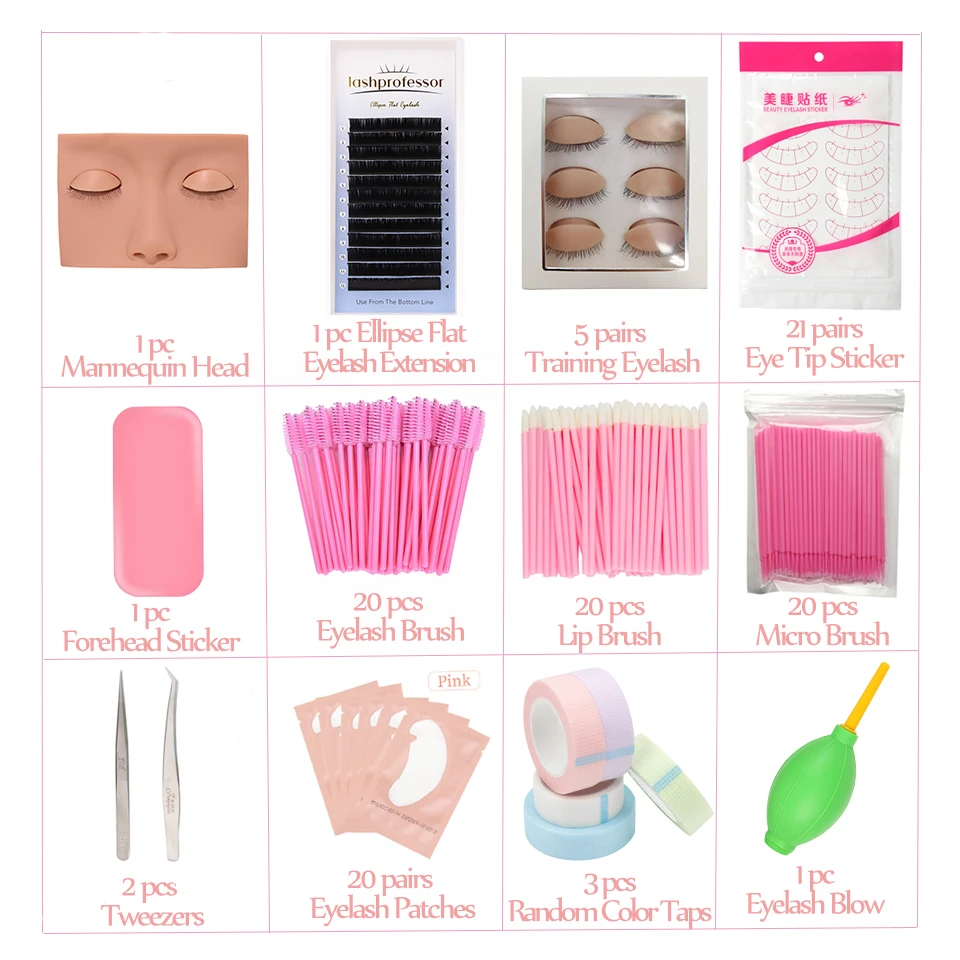 Wimpernverlängerungs-Trainingsset für Anfänger, Übungsmodell, Kopf, Schaufensterpuppe, Augenpads, Pinzette, Bürsten, Make-up-Set, Übungswimpern – Detail 8