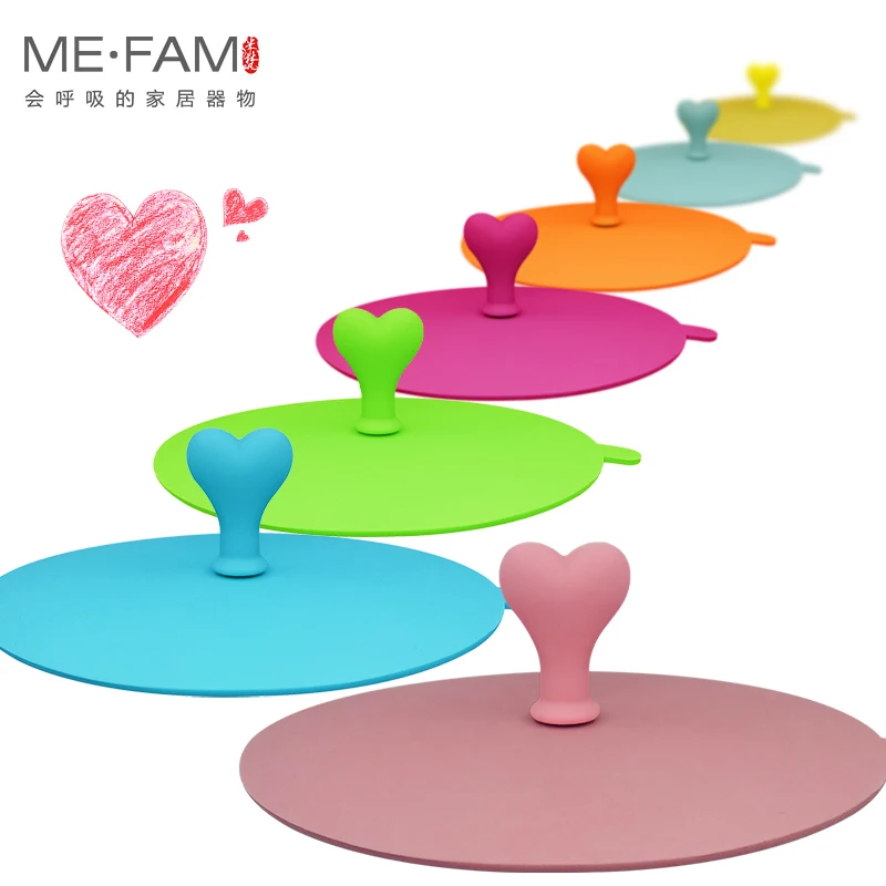 ME.FAM 1 قطعة لطيف على شكل قلب يمكن كليب ملعقة كوب غطاء 11 سنتيمتر 4.3in سيليكون ختم الغبار واقية غطاء للزجاج السيراميك كوب بلاستيكي