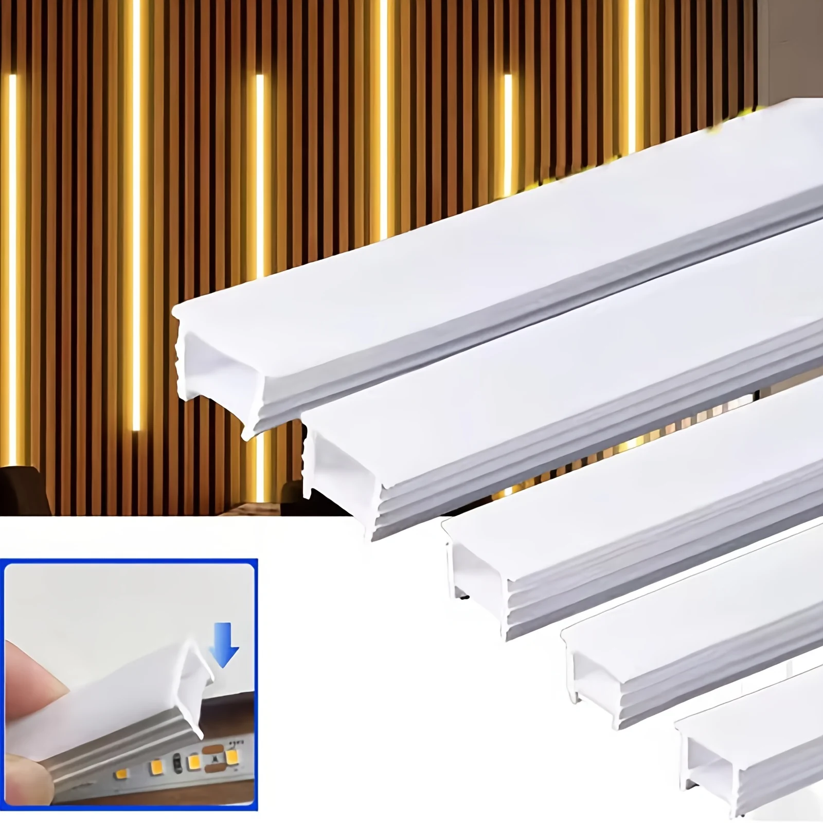 

1510 Silicone LED Neon Light Cover (for softer light) - Recessed installation, compatible with 6-14mm LED strips