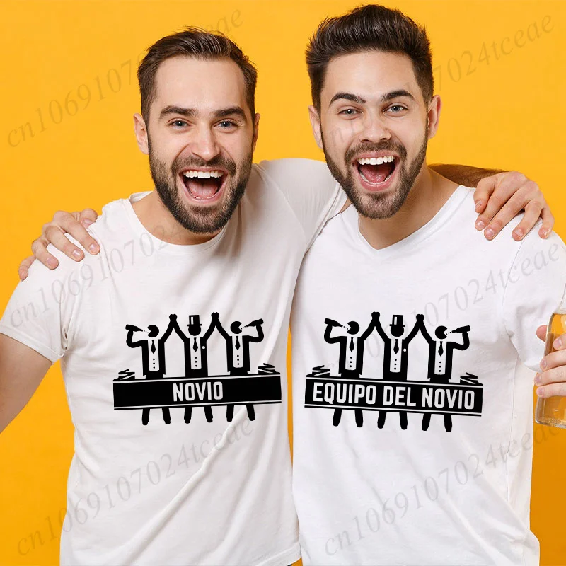 Beers for The Groom Tees Spanish Men Single Farewell Bachelor Party Squad T-shirt Evg Groom's Team Groomsman Tops Wedding Shirt