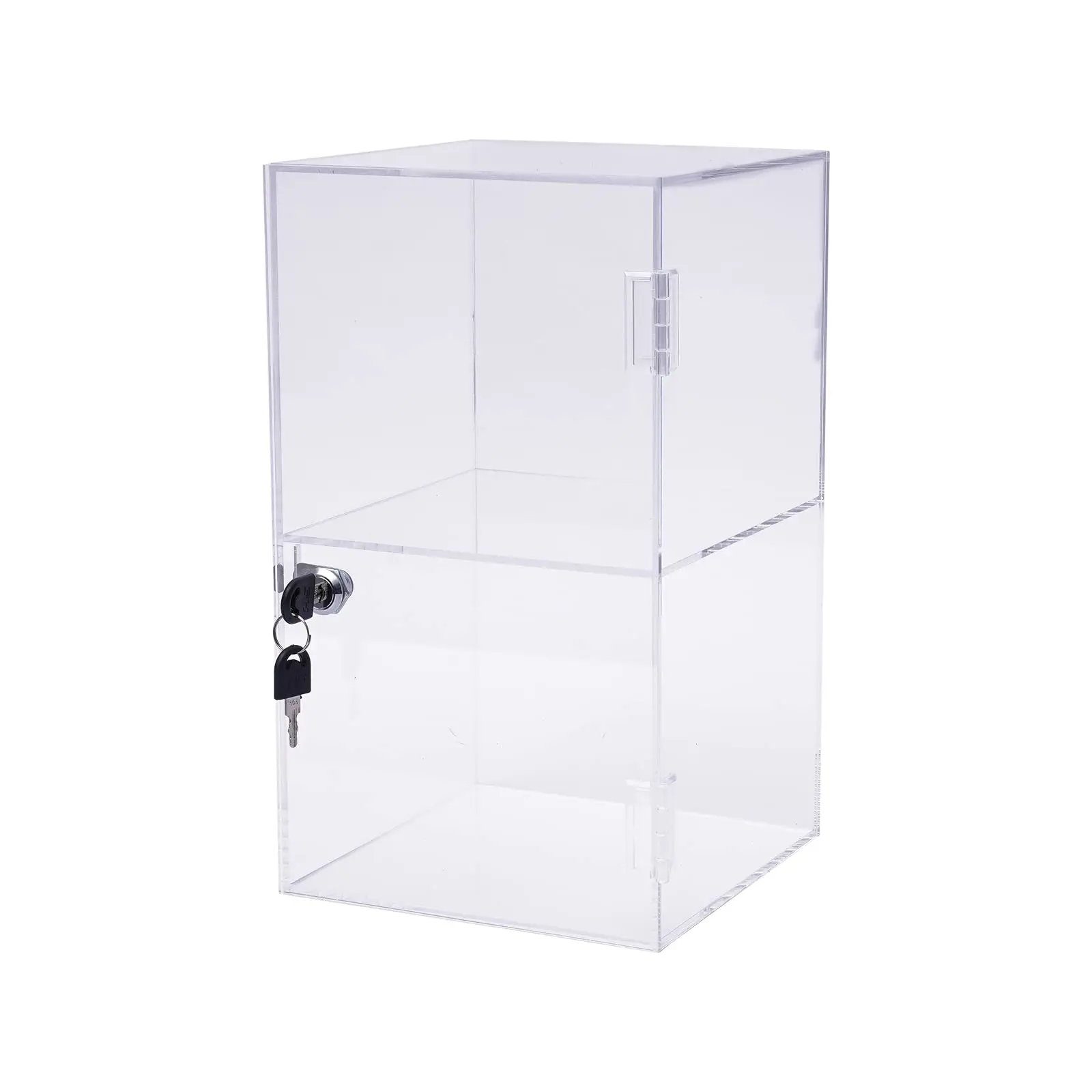 

Thanksgiving day Gift Clear Acrylic Display Case with Lock and Keys, 2 Tier Countertop Collectibles Showcase Transparent Display