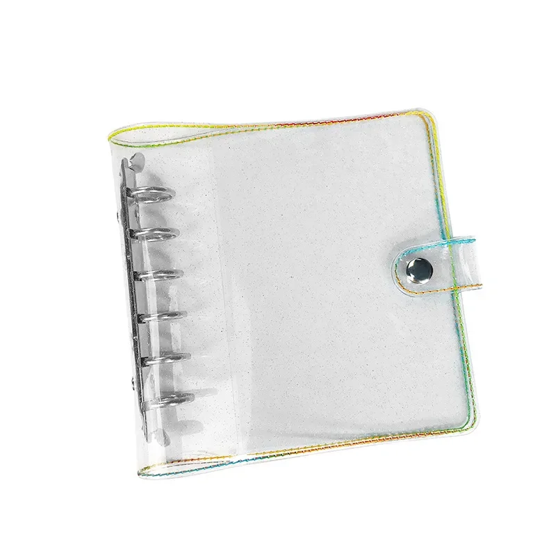 A7 Korean INS Square 6-hole Loose-leaf Transparent Glitter Pvc Goo Card Notebook Journal Notebook A7 Planner Cover Notebook