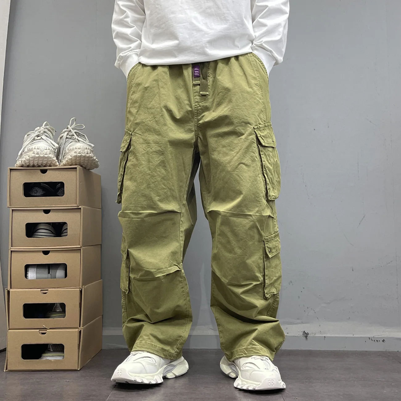 Outdoor Straight Multi-pocket Casual Baggy Pants for Men Women Streetwear Loose Pure Cotton Wide-leg Cargo Pants Trousers