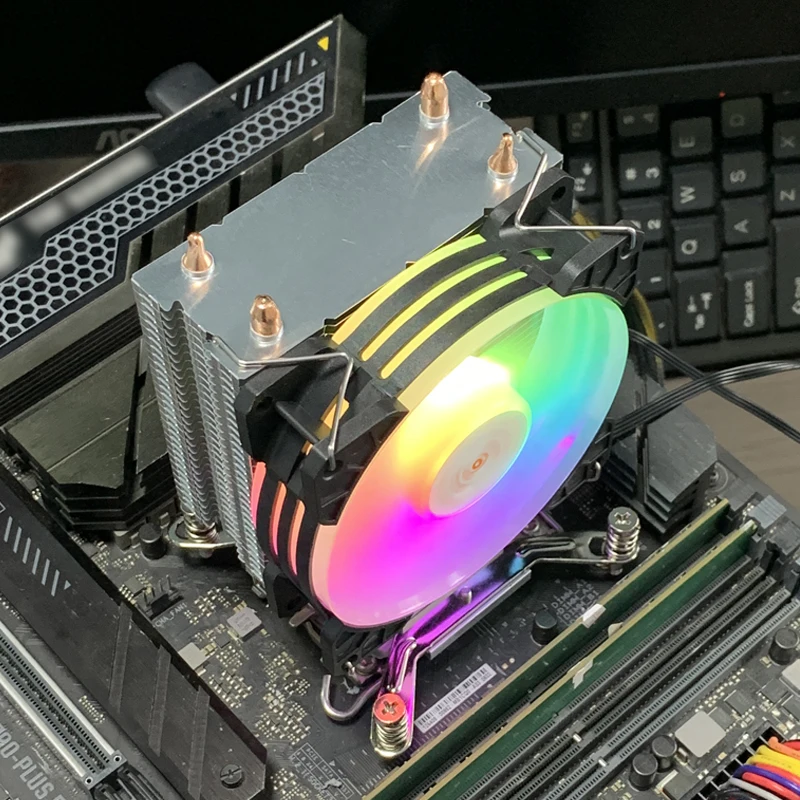ARGB CPU Air Cooler 2 Heat Pipes Cooling Fan for Intel LGA 1150 1151 1155 1156 1200 1700 1366 2011 X79 X99 1851