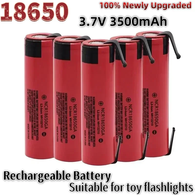 100% Newly Upgraded NCR18650 30A Discharge 3.7V 3500mAh 18650 Rechargeable Battery Toy Flashlight Lithium Battery + DIY Nickel