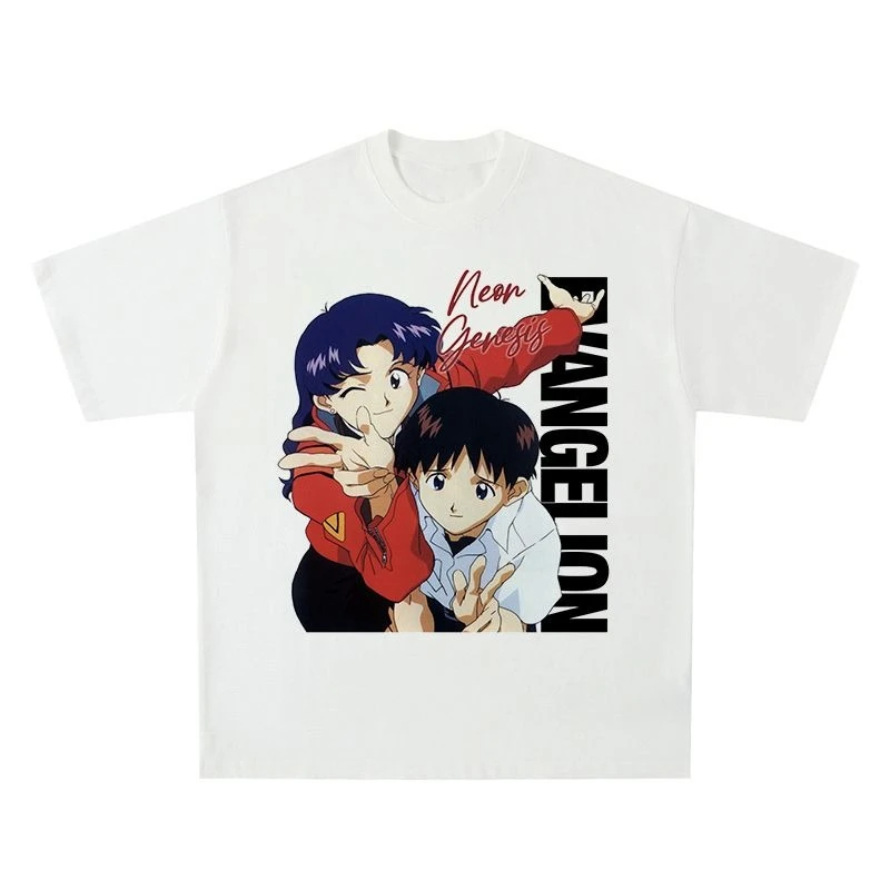 

New Century Gospel EVA Ikari Shinji Animation Pure Cotton Heavy Loose Short Sleeve T-Shirt Men's Women's Printing Pattern 2022