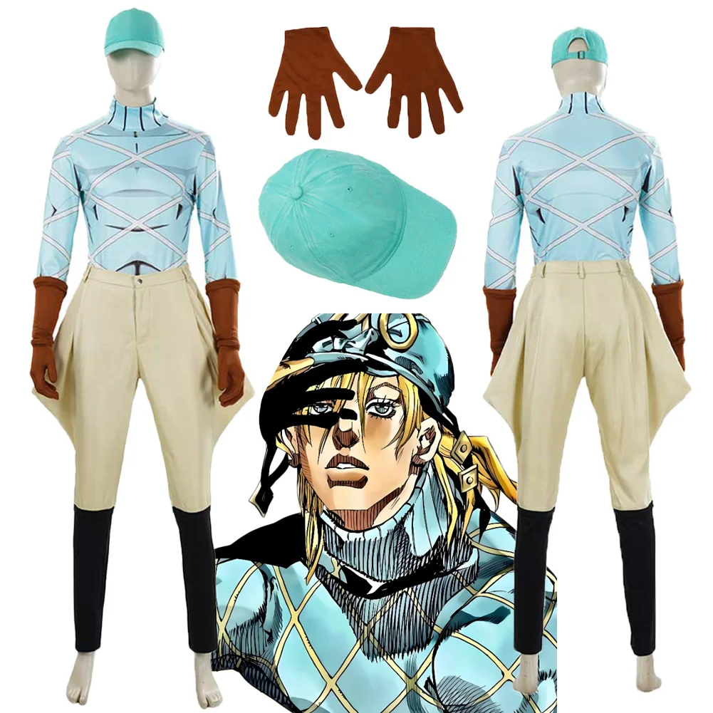 JoJo Diego Brando Bizarre Adventure Steel Ball Run Cosplay Costume Green Hat Outfits Clothes Disguise Halloween Carnival Male