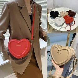 Girls Cute Heart Shape Crossbody Bags for Women Solid Pu Leather Shoulder Bags Fashion Handbags Mini Fashion Party Purses Gift