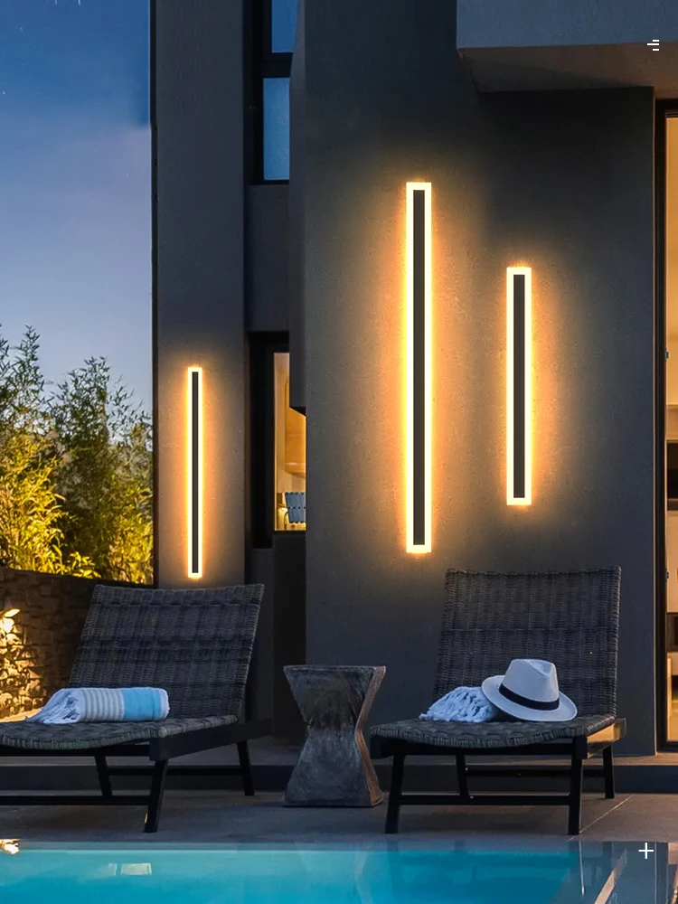 Wasserdichte Außenwand leuchte LED Aluminium legierung lange Wand leuchte Garten villa Innenhof Veranda Lampe lange Streifen Schlafzimmer Wand leuchte