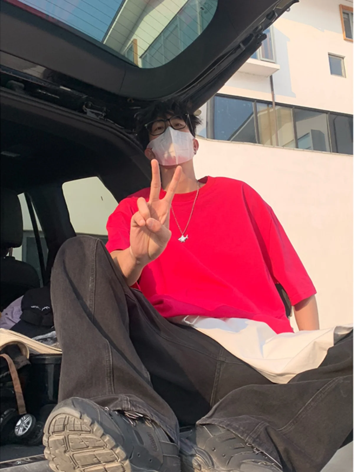 

Loose Fit Light Weight ort Sve Men's T-irt Hip Hop Street Sle f Sve Body Tee in Rose Red Casual Summer Tee