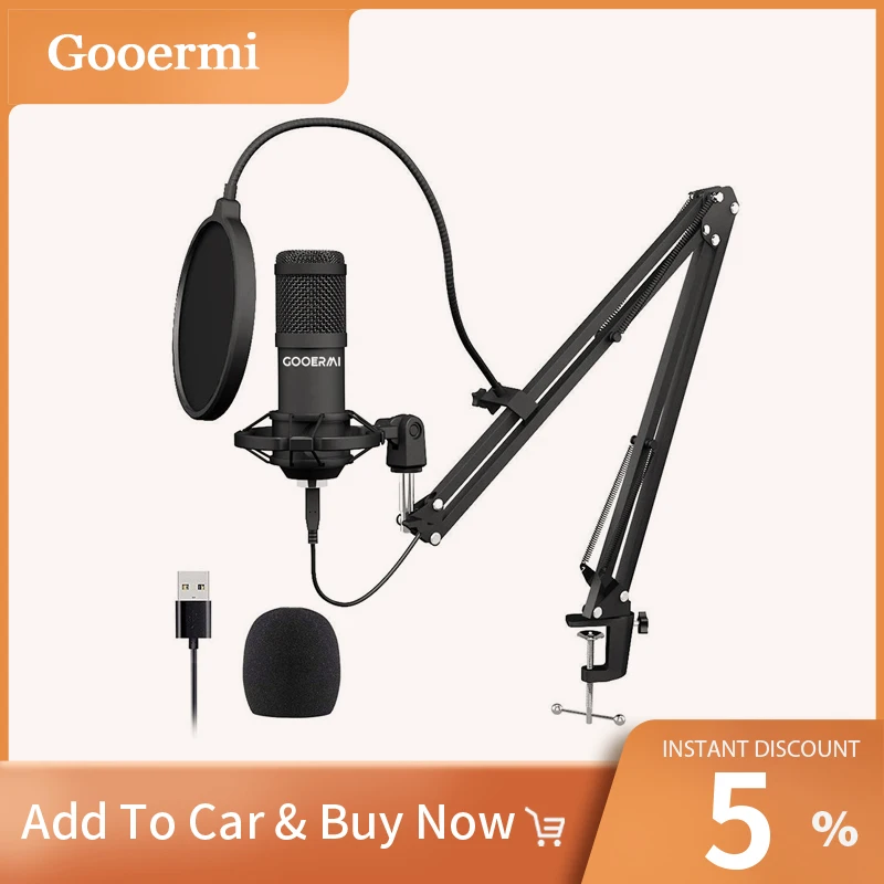 Gooermi BM700 USB Microphone Condenser Recording Microphone With Stand For PC Karaoke Streaming Podcasting