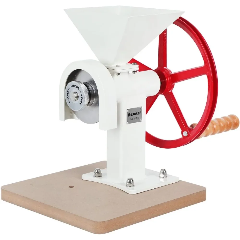 

manual hand grain mill. corn wheat flour grinder. masa peanut butter maker. stainless steel burrs