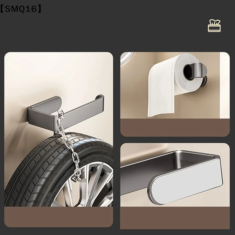 Space Saving Self Adhesive Wall Mounted Tissue Holder Kitchen Storage Organizer Dual Purpose Toilet Paper Towels No Drill【SMQ】