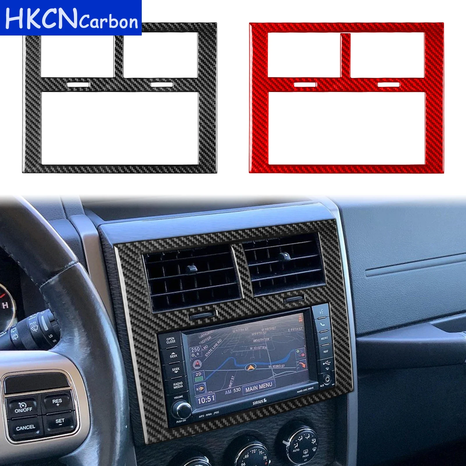 

For Jeep Liberty 2008—2012 Carbon Fiber Car Accessories Central Console Screen Frame Cover Trim Sticker Interior Modification