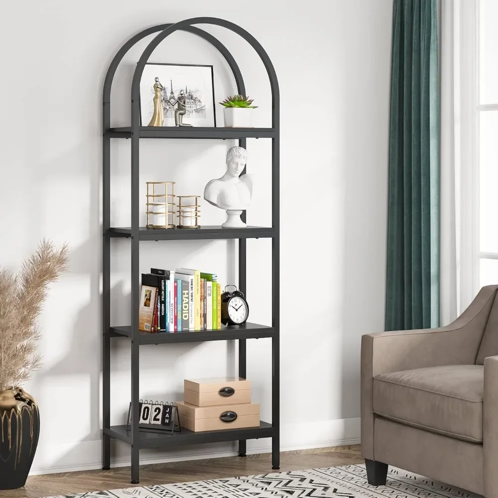 

4-Tier Open Bookshelf, 70.8" Wood Bookcase Storage Shelves with Metal Frame,Freestanding Display Rack Tall Shelving Unit