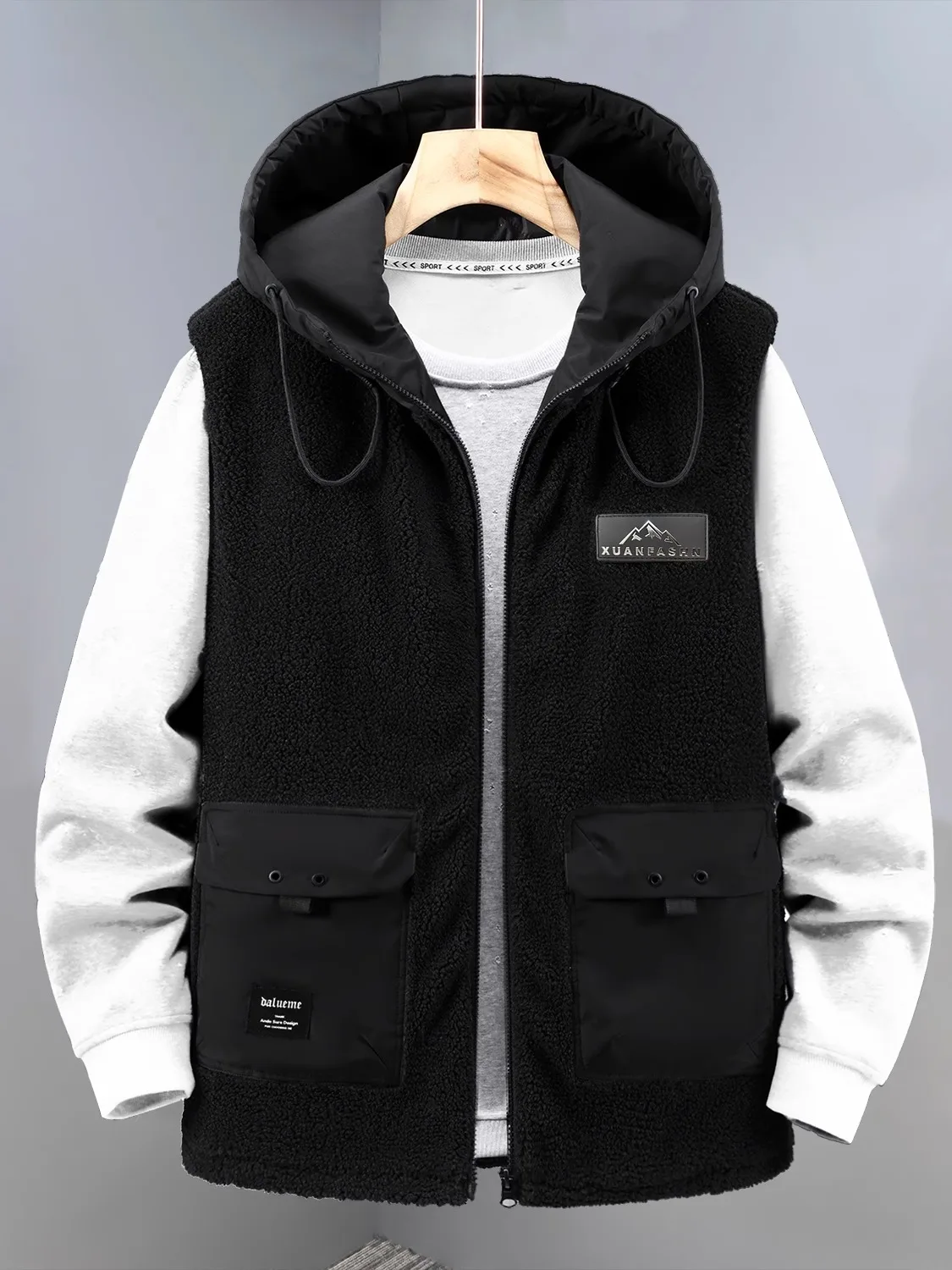 

Мужской утепленный жилет Fce Vest 400 Pou, очень большой размер, с хлопковой подкладкой, осенне-зимняя верхняя одежда, на молнии, с капюшоном