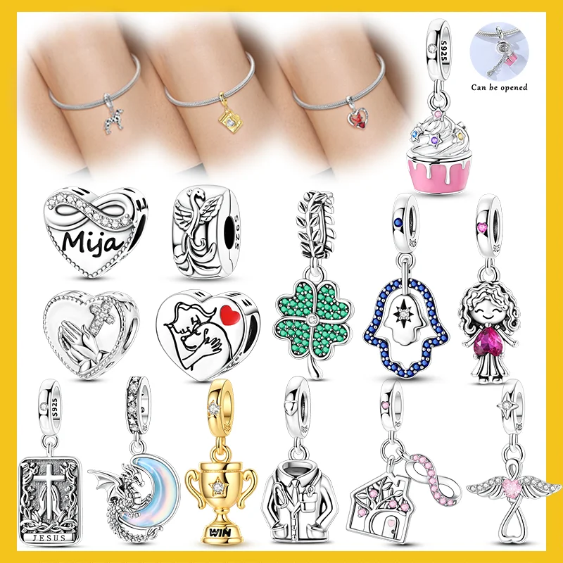 Original 925 Sterling Silver Charms Beads Trophy House Spotted Dog Pendants Fit Bracelet Pendant DIY Jewelry Gift For Women