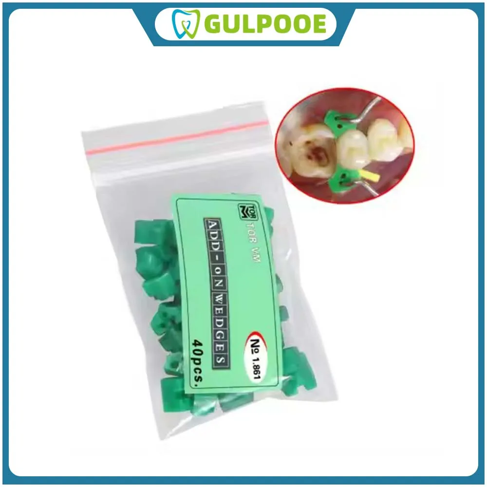 GULPOOE 40 Pcs/Bag Dental Silicone Wedges Rubber Matrix Sectional Contoured Metal Matrices Wedges Dentist Material No 1.861