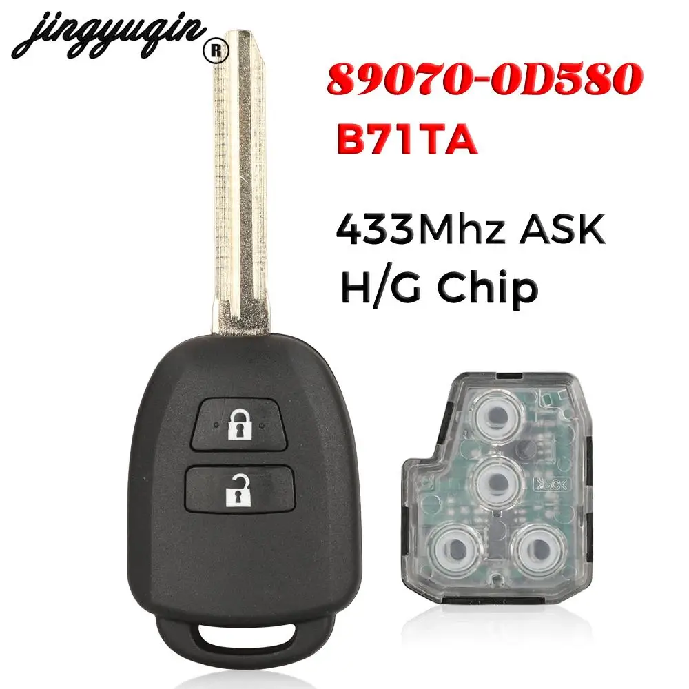 jingyuqin  B71TA 433MHz Smart Remote Car Key for Toyota Yaris 2014-2017 Vios 2013-2016 FOB G /H Chip 89070-0D580 TOY43 Blade