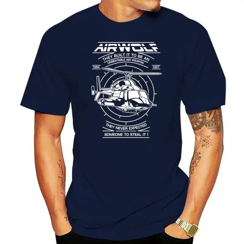 Airwolf T-Shirt Blue Helicopter cult TV series 80er Huckleberry