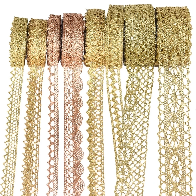 7-24mm Gold Silver Lace Trims Embroidery Laces Ribbon Sewing Lace Trim Fabric For Wedding Party Decoration African Lace Fabric