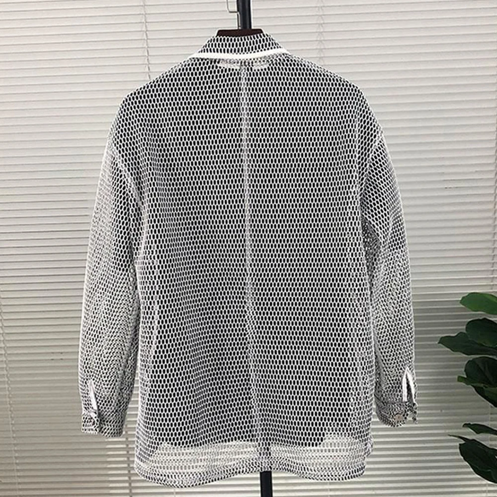 Y2k Casual Mesh Tops for Men Genderless 2024 Spring New Fashion Individuality Loose Versatile Streetwear Retro Shirts Unisex