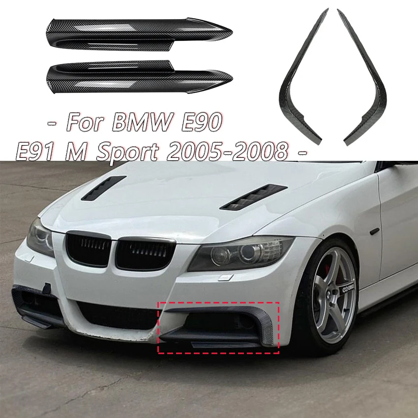 For BMW 3 Series E90 E91 320i 330i 316i 318i 335i M Sport Pre-LCI 2005-2008 Front Bumper Lip Canard Splitter Fog Lamp Cover Trim