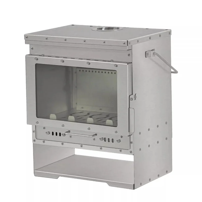 Outdoor stainless steel fireplace, wood fire stove, camping tent heating stove, burning stove, domestic fire heating fireplace