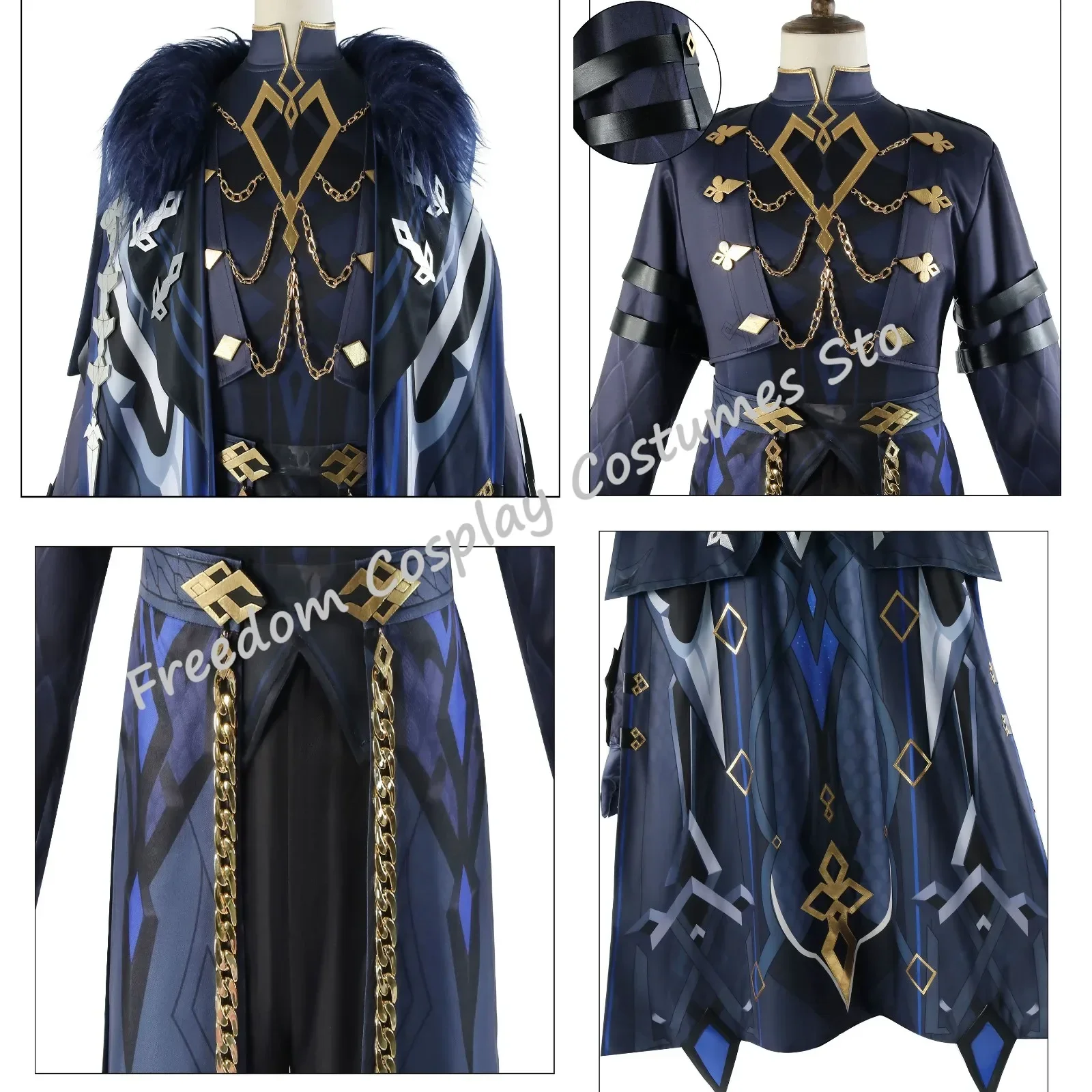 The Captain Cosplay Costume Il Capitano Wig Outfit Game Genshin Impact Anime Fatui Mask Style Halloween Party Roleplay Suit
