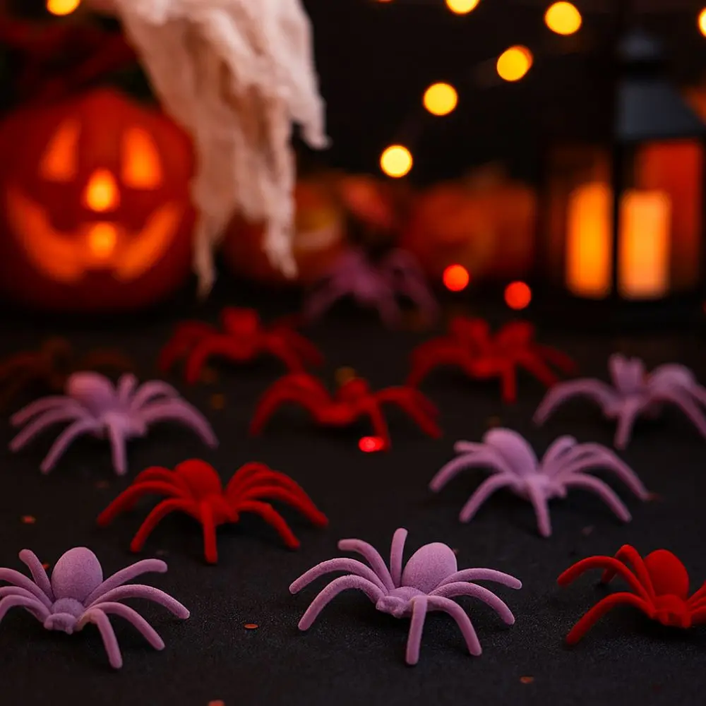 10 pezzi divertenti mini Halloween peluche ragno simulazione spaventoso falso ragno 3D giocattolo realistico ragno artificiale carnevali