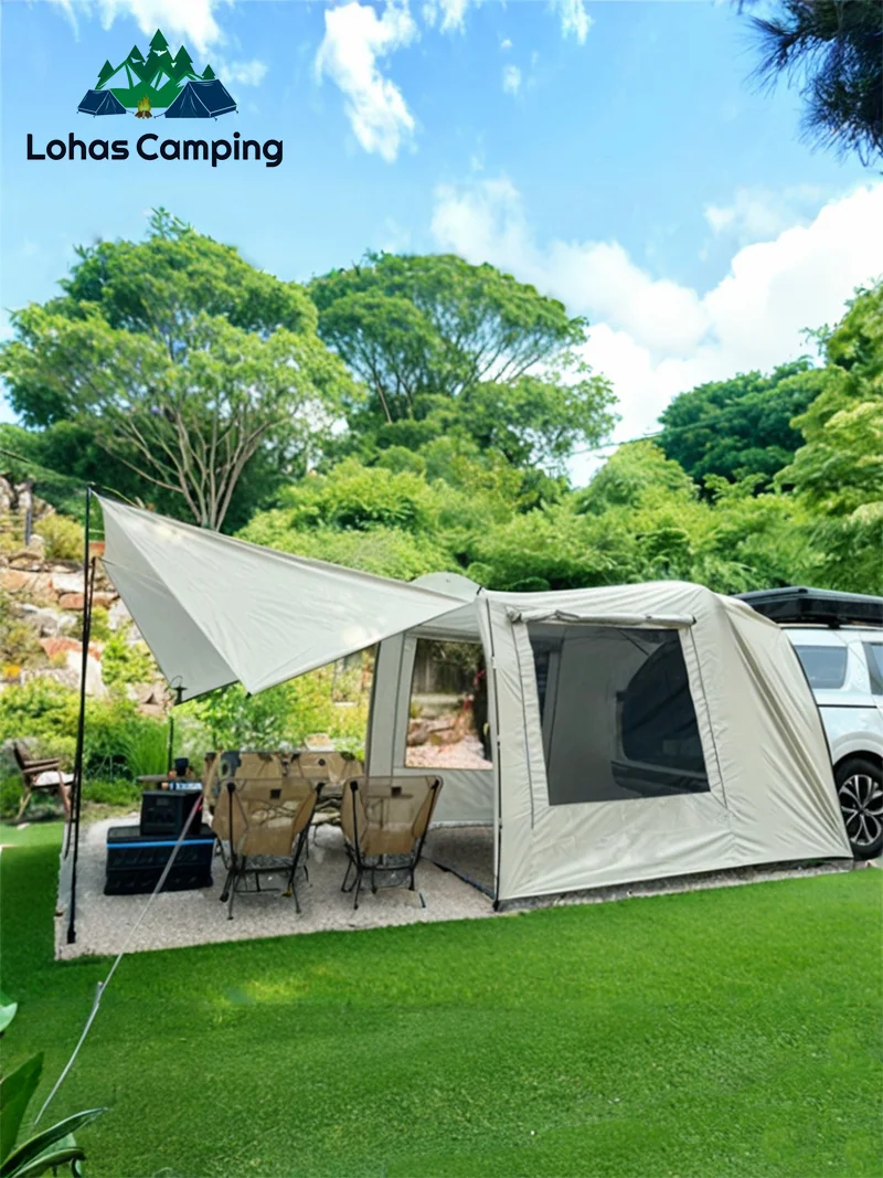 

Lohascamping Car box docking tent Portable Waterproof SUV Tail Tent 3-4 people Dome tent Sunshade Tunnel style tent,Large tent,