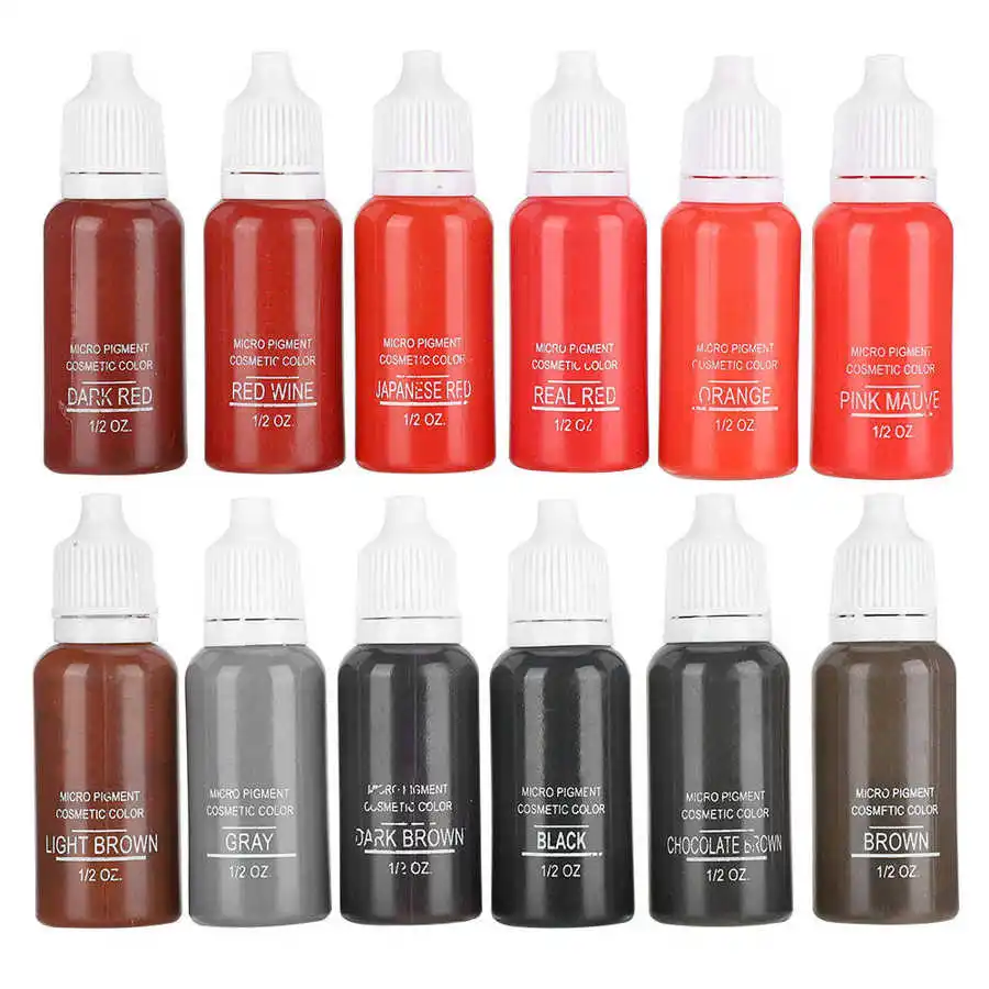 

6pcs 15ml Eyebrow/Lip Tattoo Pigment Set Microblading Semi-Permanent Plant Extract Beauty Makeup Tattoo Ink Kit Pigment Cosmetic