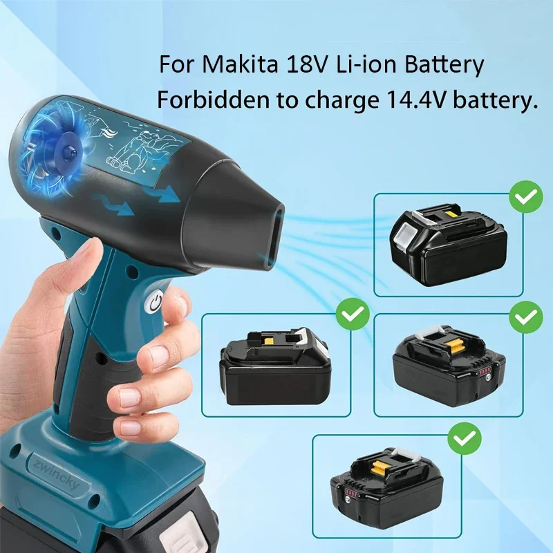 Imagem -03 - Handheld Brushless Motor Violento Blower Jet Fan Ventilador do Duto Industrial para Makita Dewalt Milwaukee Bosch 1822v Bateria 130000 Rpm