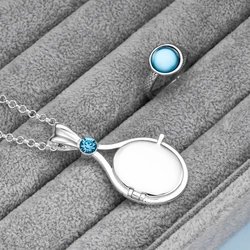 H2O Mermaid Princess Ring Inlaid Blue Crystal Silver Color Charm Girly Jewelry Rings for Women Girls Size 7-9