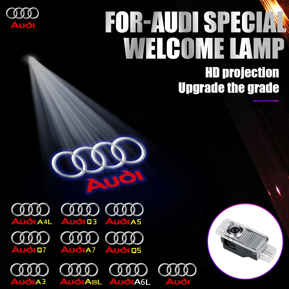 2pcs Led Car Door Welcome Lights for Audi A1 A3 8P 8V A4 A5 A6 A7 A8 Q3 Q5 Q7 Q8 S3 S4 Sline TT Logo Projector Ghost Shadow Lamp