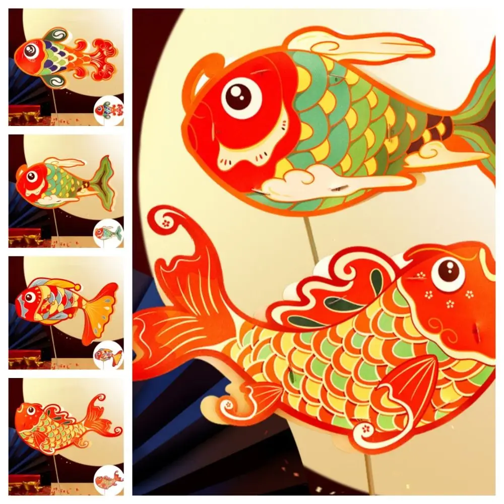 LED Light Kids DIY Lantern Festival Lantern Blessings Glowing Fish Glow Handheld Lantern Handmade Luminous