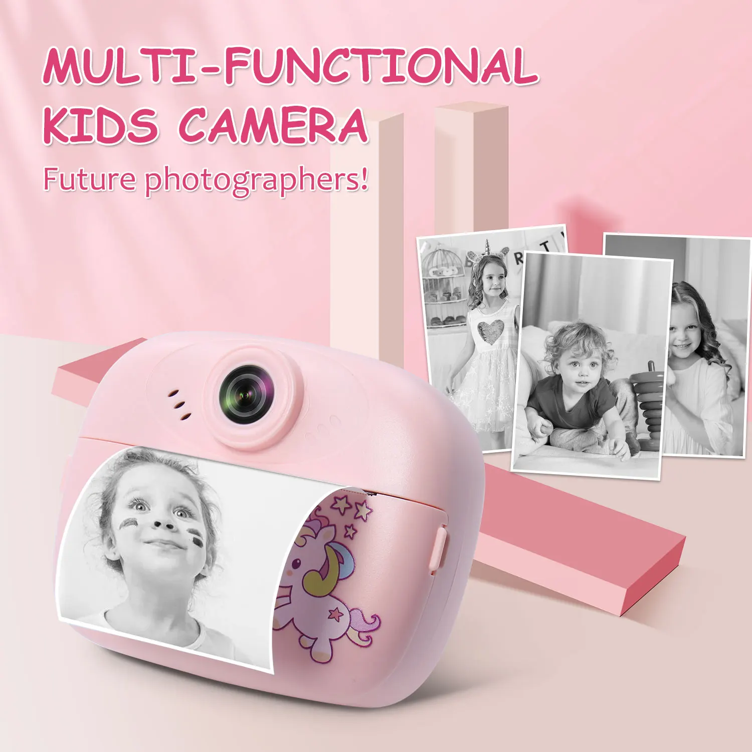 

57mm Children's mini thermal print camera instant print photo support recording video suitable for children's Halloween gifts