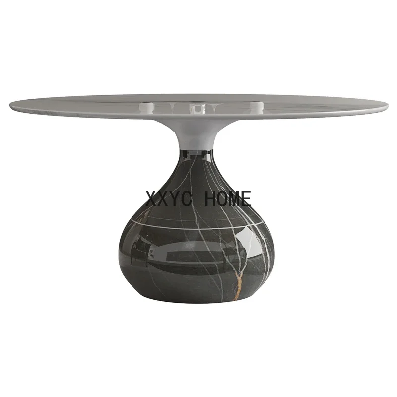 Natural marble round table luxury villa model creative Italian minimalist dining table private custom dining table